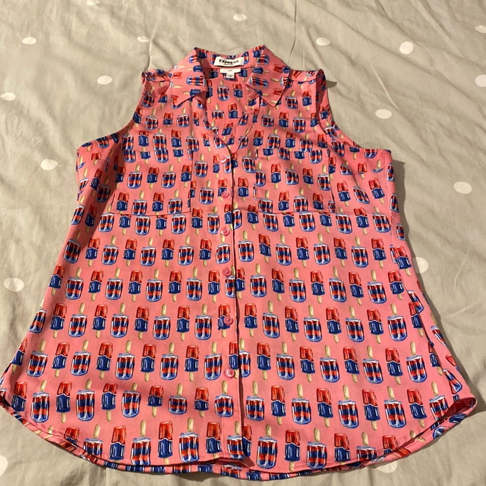 Express Popsicle Tank Button Down Blouse - image 2